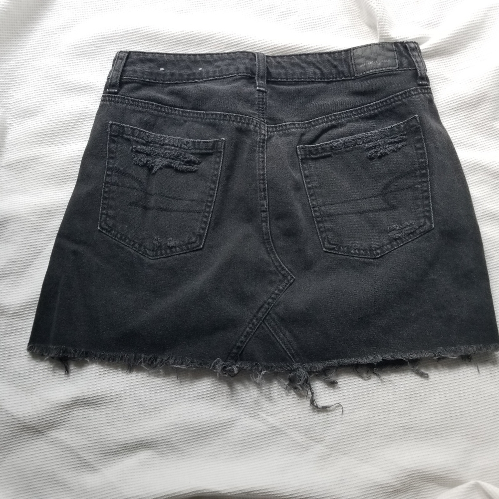 American Eagle Destressed Denim Jean Mini Skirt - Picture 2 of 5